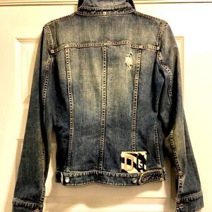 Rare Y2K DOLCE & GABBANA Zebra Gold Metal DG Logo Plate Jean Jacket M MSRP $1395